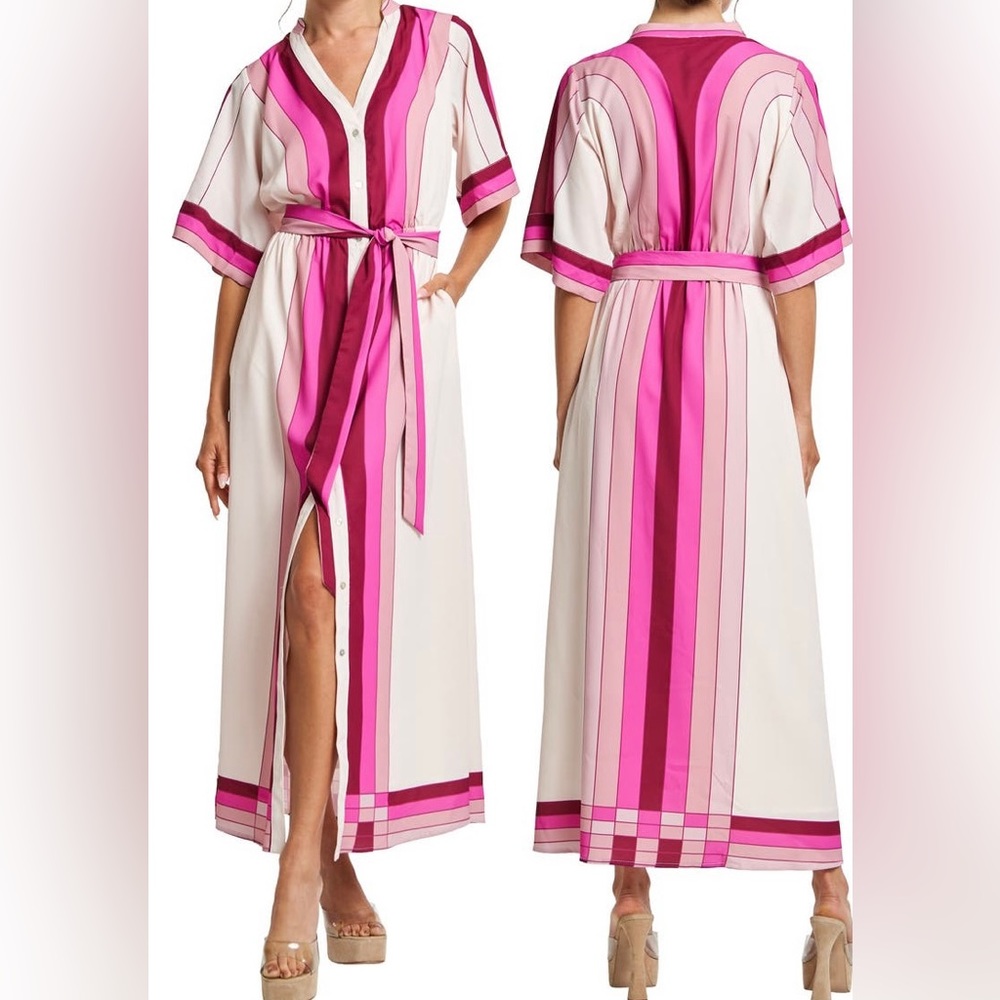 NWT Carmine stripe elbow sleeve shirt dress. Size small.